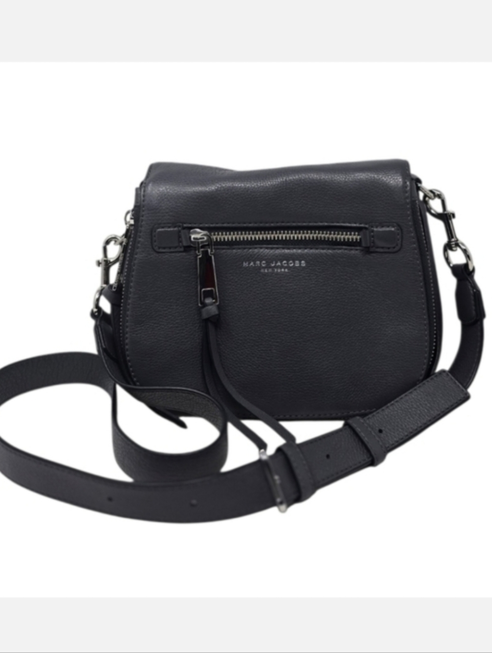 Marc Jacobs Recruit Nomad Small Leather Crossbody Saddle Bag Gray